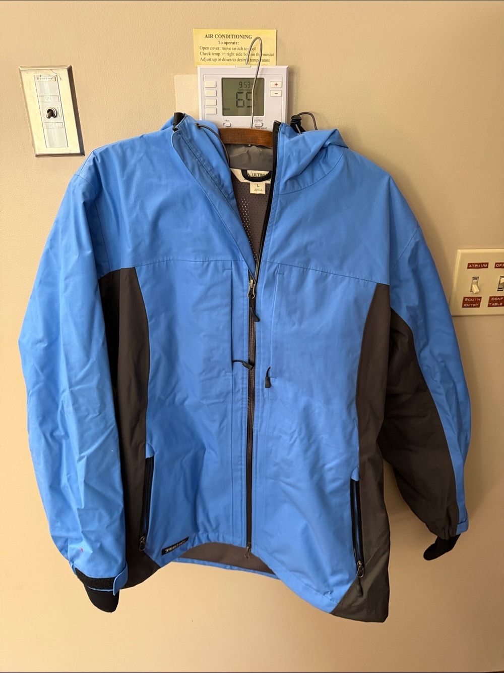 Blue and Gray Hooded Women's Jacket
